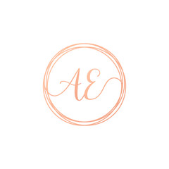 Letter AE Handwriting logo template. Creative fashion logo design, couple letter , beauty icon. Initial handwriting or Logo with hand drawn style wedding concept -vector
