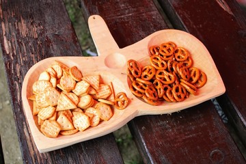 Wooden bowl with nuts