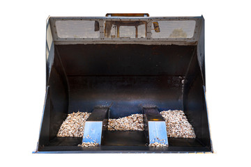 Bulldozer bucket front view, isolated on a white background with a clipping path.