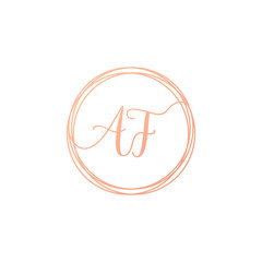 Letter AF Handwriting logo template. Creative fashion logo design, couple letter , beauty icon. Initial handwriting or Logo with hand drawn style wedding concept -vector