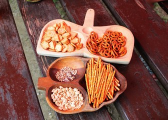 Wooden bowl with nuts