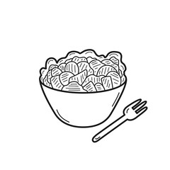 Hand drawn Salad isolated on a white. Great for menu, poster or label. Vector illustration.