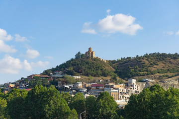 Fototapeta na wymiar Tbilisi (Tiflis) Georgia. Panoramic view of the central historical part of the city