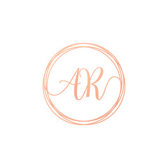 Letter AR Handwriting logo template. Creative fashion logo design, couple letter , beauty icon. Initial handwriting or Logo with hand drawn style wedding concept -vector
