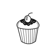 Hand drawn Cupcake isolated on a white. Great for menu, poster or label. Vector illustration.