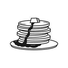 Hand drawn Pancakes isolated on a white. Great for menu, poster or label. Vector illustration.