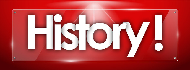 history word in transparent glass shapes