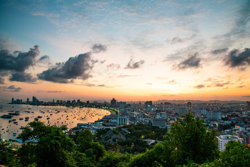 Pattaya Bay, Thailand at sunrise in the morning