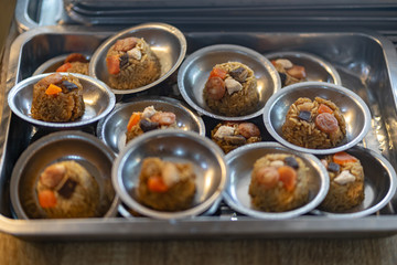 dim sum in bamboo steamer  chinese cuisine