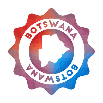 Botswana low poly logo. Colorful gradient travel logo of the country in geometric style. Multicolored polygonal Botswana rounded sign with map for your infographics.