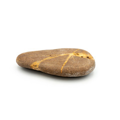 Close up rock ,Different kind of pebbles stone ,isolated on the white background.