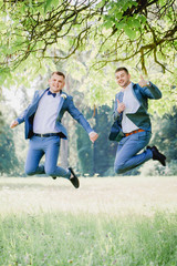 Fototapeta premium Groom and friend of the groom at a wedding