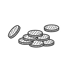 Fototapeta na wymiar Hand drawn dollar coin stack isolated on a white. Vector illustration.