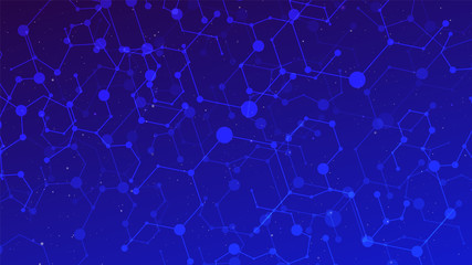 Abstract technology hexagonal background in blue gradient