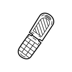 Hand drawn vintage cellphone isolated on a white. Vector illustration.