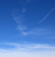 Fototapeta na wymiar Weiße Wolken vor blauen Himmel - Schleierwolken - Schönwetterwolken