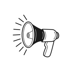 Hand drawn megaphone isolated on a white. Vector illustration.