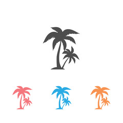 Palm tree silhouette icon set. simple flat vector