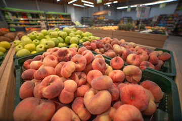 peaches in the supermarket.