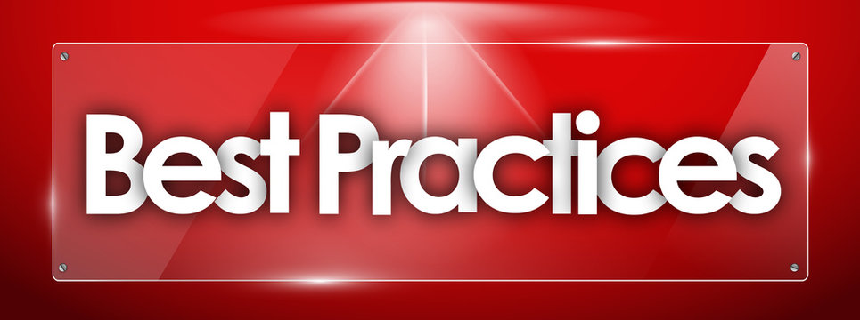 Best Practices word in transparent glass shapes