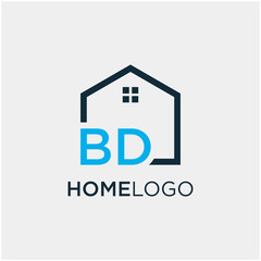 letter BD Line House Real Estate Logo. home initial B D concept. Construction logo template, Home and Real Estate icon. Housing Complex Simple Vector Logo Template. - vector