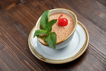 Chocolate dessert mousse . catering menu