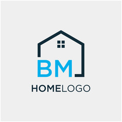 letter BM Line House Real Estate Logo. home initial B M concept. Construction logo template, Home and Real Estate icon. Housing Complex Simple Vector Logo Template. - vector