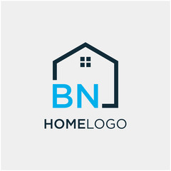 letter BN Line House Real Estate Logo. home initial B N concept. Construction logo template, Home and Real Estate icon. Housing Complex Simple Vector Logo Template. - vector