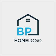 letter BP Line House Real Estate Logo. home initial B P concept. Construction logo template, Home and Real Estate icon. Housing Complex Simple Vector Logo Template. - vector