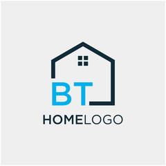letter BT Line House Real Estate Logo. home initial B T concept. Construction logo template, Home and Real Estate icon. Housing Complex Simple Vector Logo Template. - vector