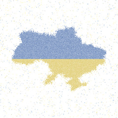 Map of Ukraine. Mosaic style map with flag of Ukraine. Vector illustration.