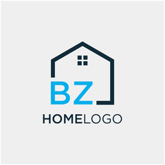 letter BZ Line House Real Estate Logo. home initial B Z concept. Construction logo template, Home and Real Estate icon. Housing Complex Simple Vector Logo Template. - vector