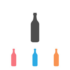 Single flat beer bottle icon set isolated on a white background.