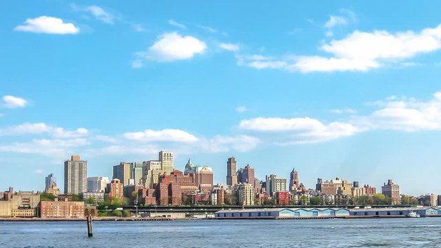 Manhattan skyline cinemagraph background. New York City, United States.