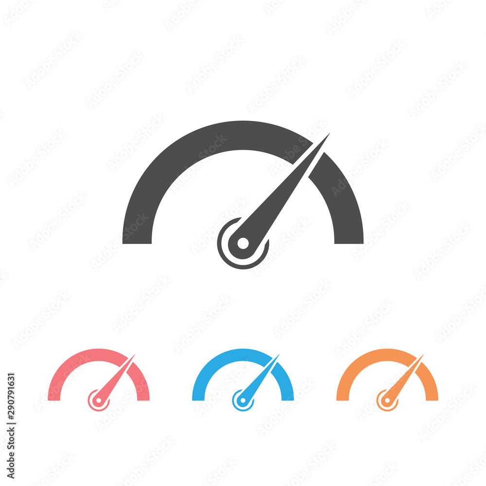Poster tachometer, speedometer, indicator and performance icon set. fast speed sign logo.