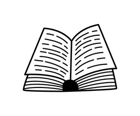 Hand drawn Open Book isolated on a white. Sketch. Vector illustration.
