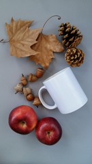 autumn still life mockup mug