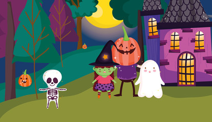 kids costume trick or treat - happy halloween