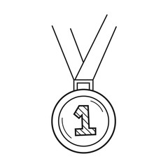 Hand drawn Medal isolated on a white. Sketch. Vector illustration.