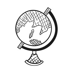 Hand drawn School Globe isolated on a white