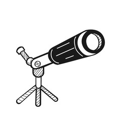 Hand drawn Telescope on Tripod isolated on a white. Astronomy. Sketch. Vector illustration.