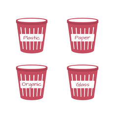 Set of isolated open bin for garbage