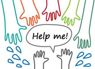 Child hand lines symboll rescue help support