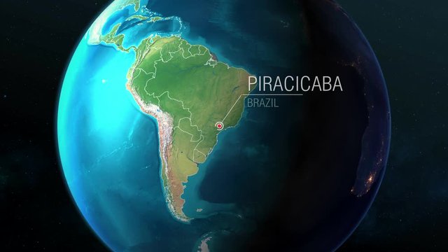 Brazil - Piracicaba - Zooming from space to earth