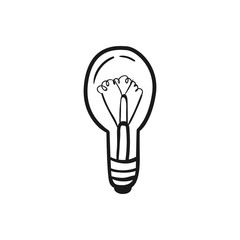 Hand drawn Light Bulb isolated on a white. Sketch. Vector illustration.