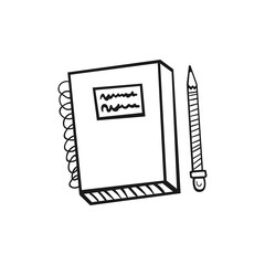 Hand drawn School Notebook isolated on a white. ABC-the first letters of the English alphabet. Sketch. Vector illustration.