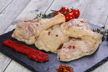 Marinated chicken ready for roast
