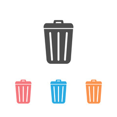 Trash icon set in trendy flat design.