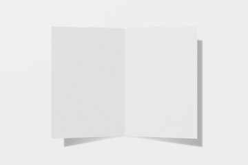 Mockup vertical booklet, brochure, invitation isolated on a white background with hard cover and realistic shadow. 3D rendering.