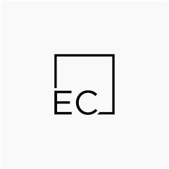 Letter EC Logo design with square frame line art. business consulting concept. studio,room,group icon. Suitable for business, consulting group company. - vector